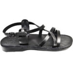 Biblical Jesus Sandals 'Witness' - Bethlehem Leather - Black (side view)
