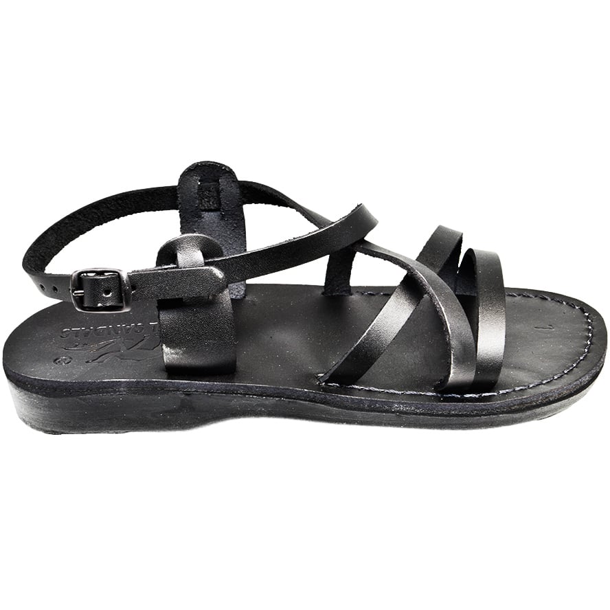 Biblical Jesus Sandals ‘Witness’ – Bethlehem Leather – Black (side view)