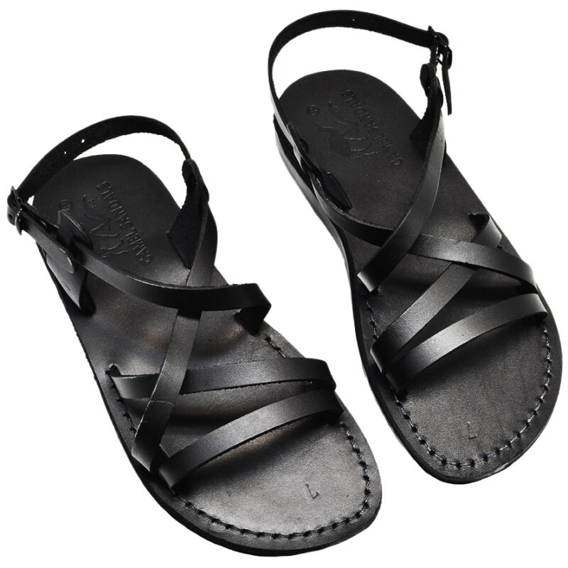Biblical Jesus Sandals 'Witness' - Bethlehem Leather - Black