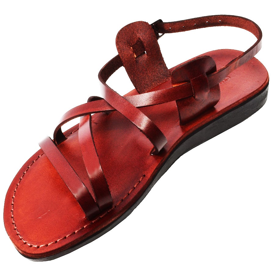 Biblical Jesus Sandals ‘Witness’ – Made in Bethlehem – Leather (top view)