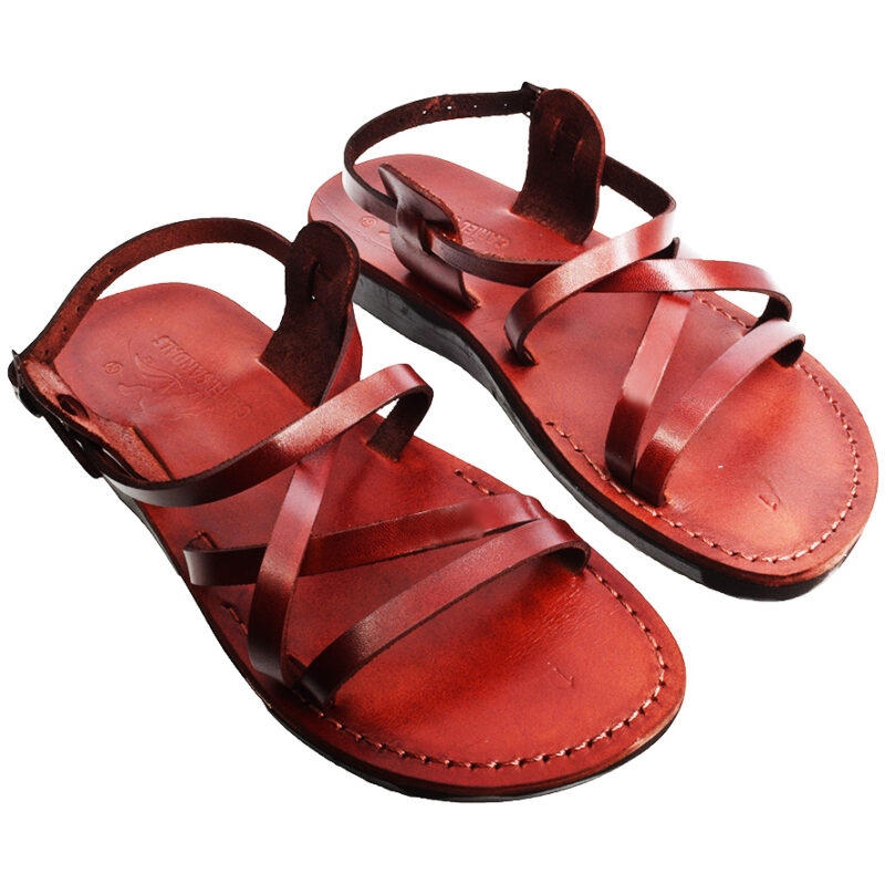 Biblical Jesus Sandals The Witness Premium Brown Leather Ankle Strap Open Toe Made in Israel