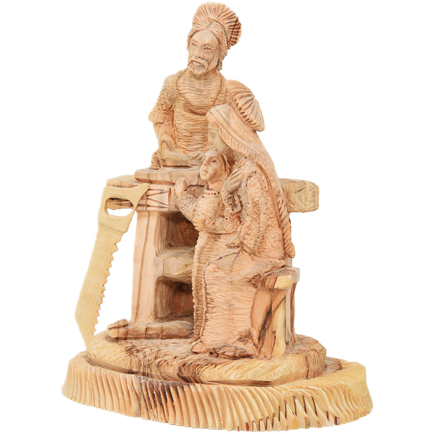 Jesus, Son of Mary & Joseph the Carpenter – Detailed Olive Wood Carving – 5.5″ (right view)