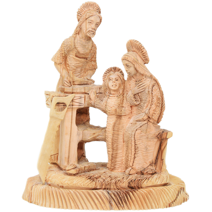 Jesus, Son of Mary & Joseph the Carpenter – Detailed Olive Wood Carving – 5.5″