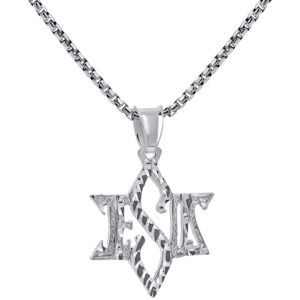 'Jesus in Star of David' Messianic 925 Silver Pendant - Made in Israel (with chain)