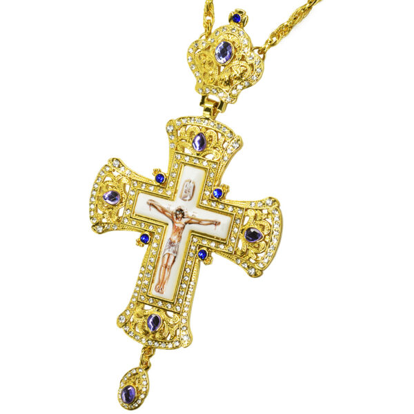 Bishop's Pectoral with Blue Jewels and Zircon Cross with Crucifix