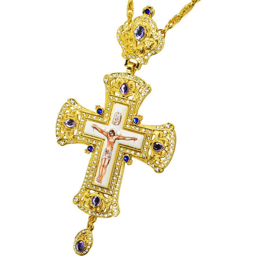 Bishop’s Pectoral with Blue Jewels and Zircon Cross with Crucifix
