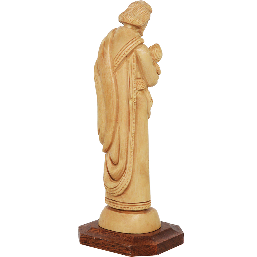Joseph holding Baby Jesus – Olive Wood Figurine by Facouseh – 5.5″ (rear view)