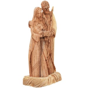 'Holy Family' Detailed Olive Wood Carving from Bethlehem - 9" (left angle)