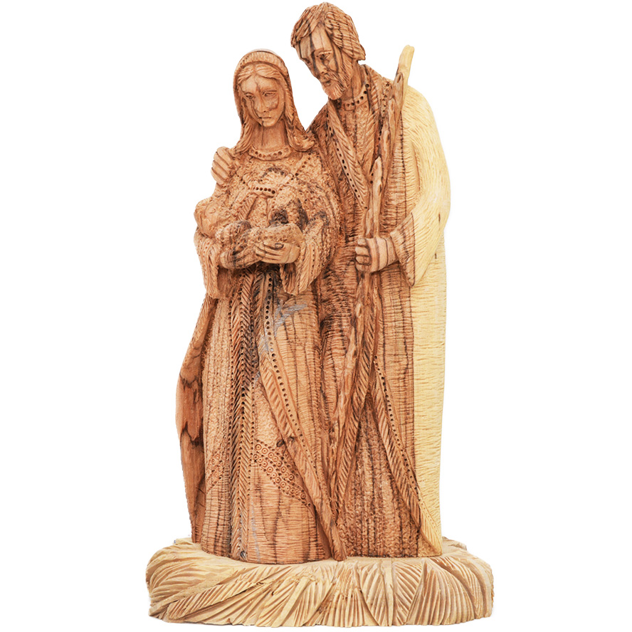 'Holy Family' Detailed Olive Wood Carving from Bethlehem - 9