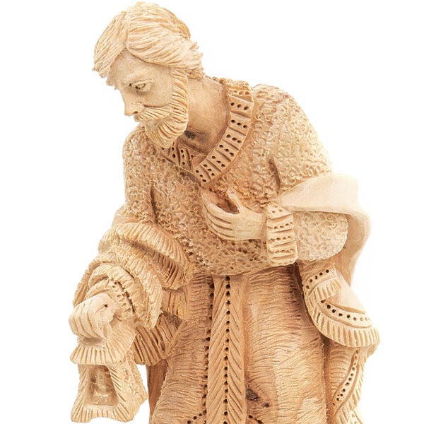 Detail of Joseph in olive wood
