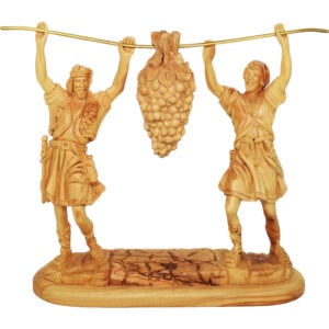 'Joshua and Caleb Carrying the Grapes' Olive Wood Ornament - 10"