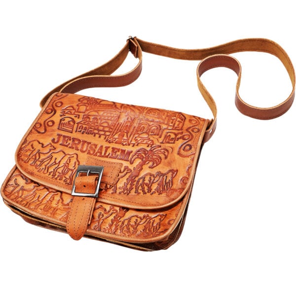 Handmade Leather 'Jerusalem' Shoulder Bag from Israel