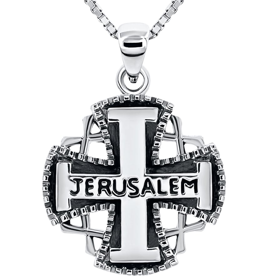 Large 'Jerusalem Knights Templar Cross' 925 Sterling Silver Pendant