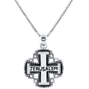 Large 'Jerusalem Knights Templar Cross' 925 Sterling Silver Pendant (with chain)
