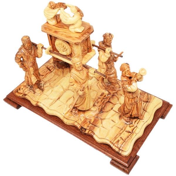 Large 'Ark of the Covenant with Priests' in Olive Wood - Made in Israel (top view)