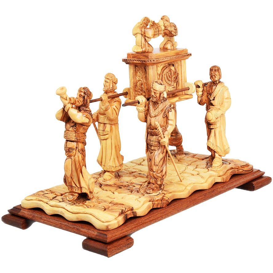 Large ‘Ark of the Covenant with Priests’ in Olive Wood – Made in Israel