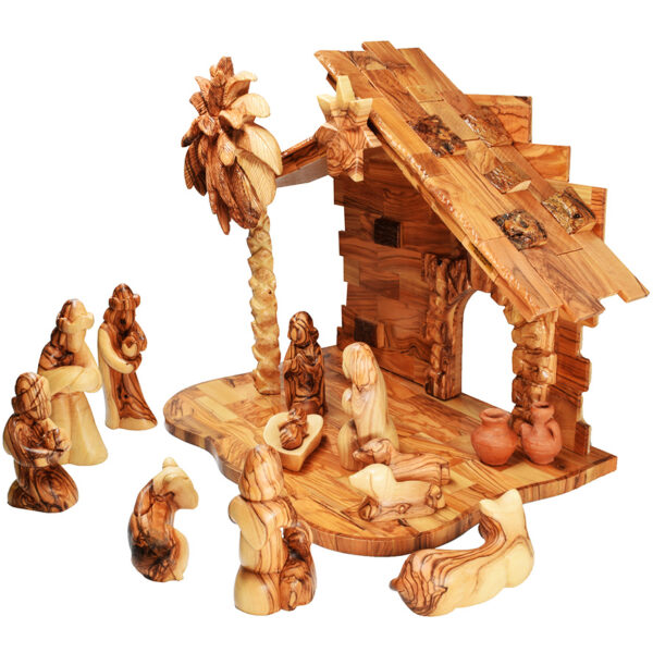 Luxury Olive Wood Nativity Creche Faceless Set - Made in Bethlehem - Right side