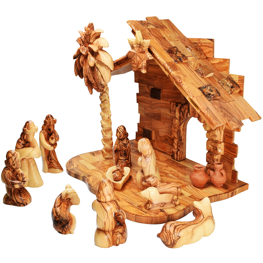 Luxury Olive Wood Nativity Creche Faceless Set – Made in Bethlehem – Right side