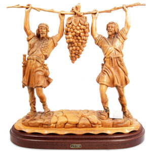 Enormous 'Joshua and Caleb Carrying Grapes' in Olive Wood - Made in Israel