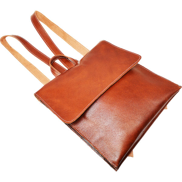 Handmade Leather Backpack Handbag from Israel - (side view)