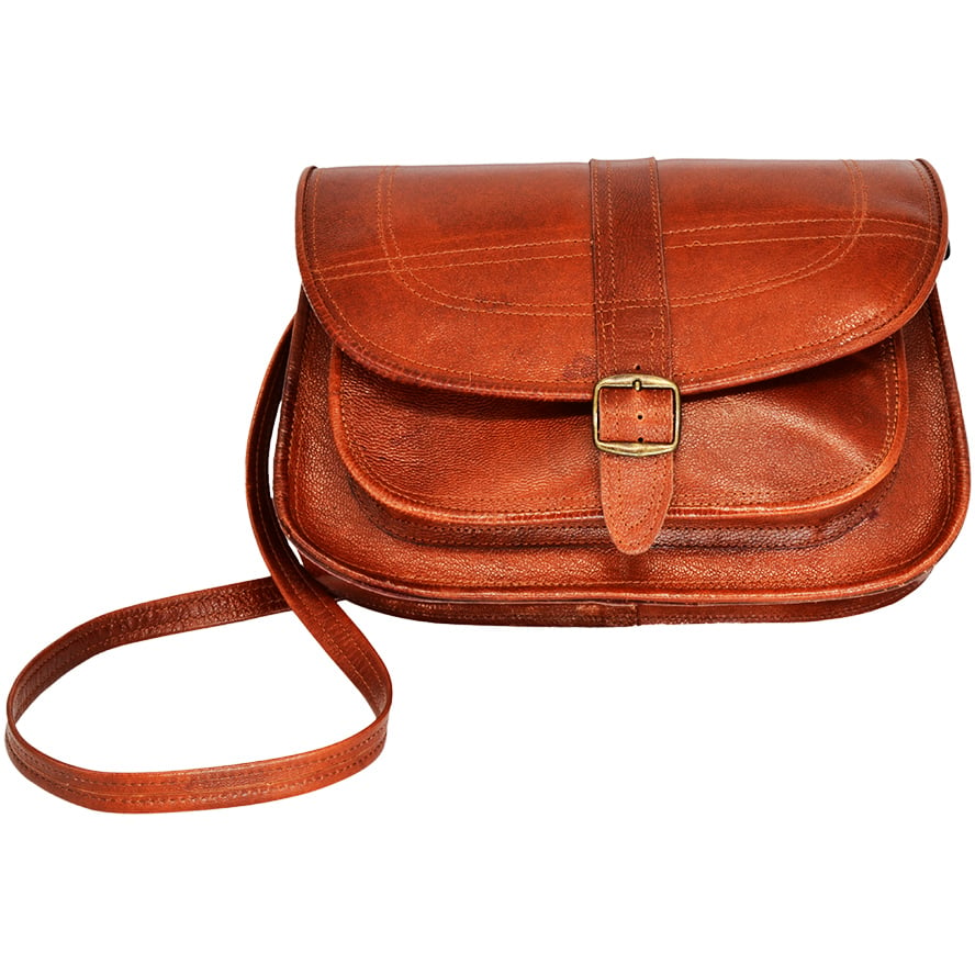 Handmade Leather ‘Jerusalem’ Handbag from the Holy Land (side view)