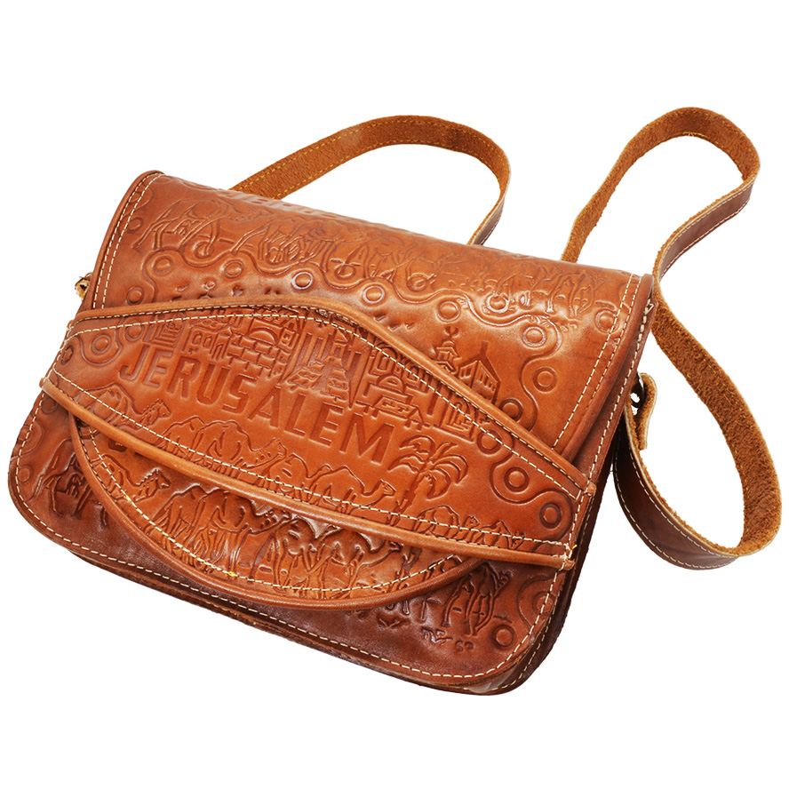 Handmade Leather ‘Jerusalem’ Handbag – Shoulder Bag from Israel