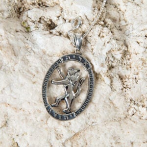 'Lion of Judah' Pendant in Sterling Silver Engraved in Hebrew (on a rock)