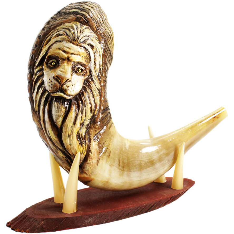 Engraved Ram’s Horn “Lion of Judah” Shofar by Andrey Sofin