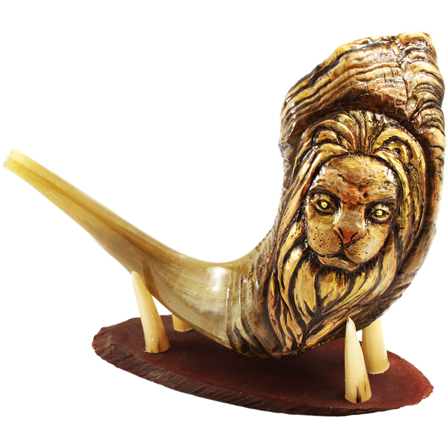 Engraved Ram’s Horn “Lion of Judah” Shofar by Andrey Sofin