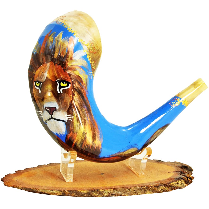 Ram's Horn 'Lion of Judah Shofar By Sarit Romano - Blue