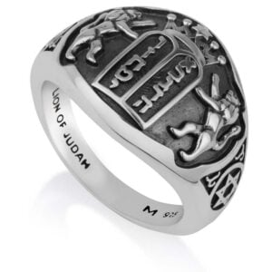 'Lion of Judah - Ten Commandments' Sterling Silver Ring - Made in Israel