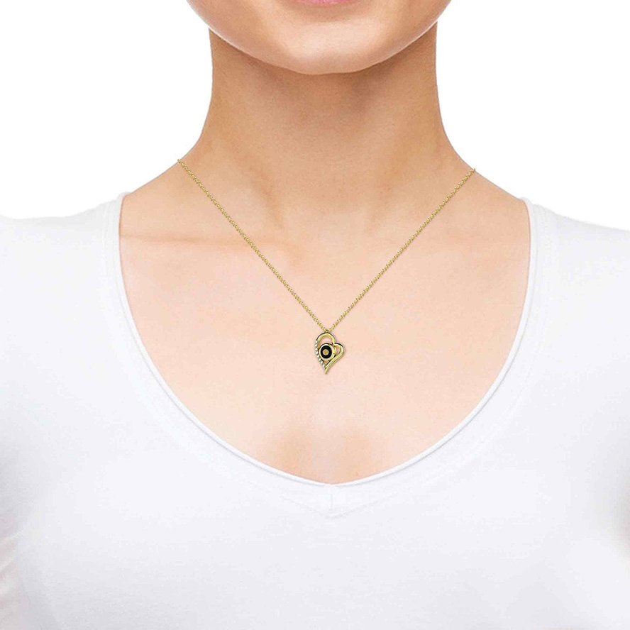 “The Lord’s Prayer” KJV – 24k Nano Engraved 14k Gold Diamond Heart Necklace (worn by model)