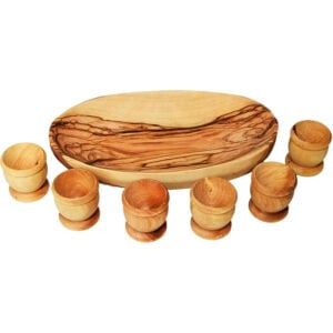 The Lord's Supper - Set of 6 Olive Wood Cups with 6" Oval Dish
