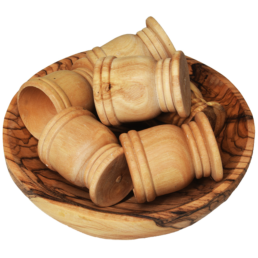 The Lord’s Supper – Set of 6 Olive Wood Cups with a 4″ Dish (in dish)