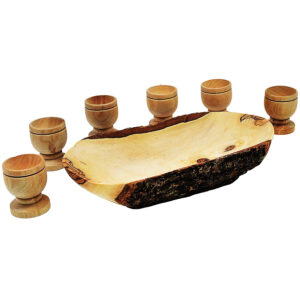 The Lord's Supper' Olive Wood 6 Cup and Serving Tray set