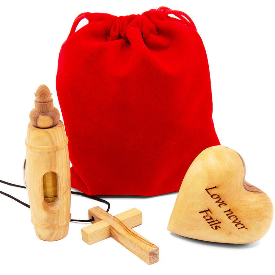 ‘Love Never Fails’ Christian Ministry Olive Wood Anointing Gift Set