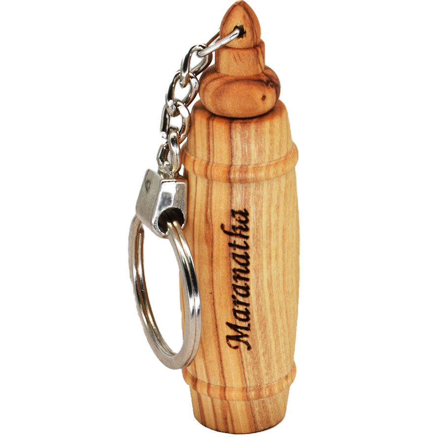 Maranatha Olive wood Anointing Keychain