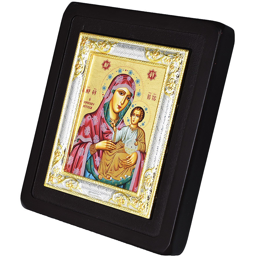 The Virgin Mary and Jesus – Replica Byzantine Icon – Silver Plated