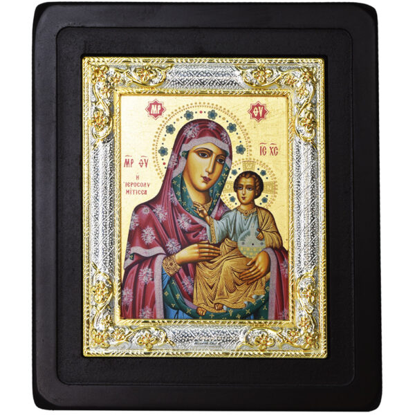 The Virgin Mary and Jesus - Replica Byzantine Icon - Silver Plated (front)