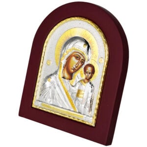 Virgin Mary and Baby Jesus' Icon - Silver and Gold Plated