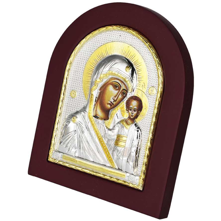 Virgin Mary and Baby Jesus’ Icon – Silver and Gold Plated
