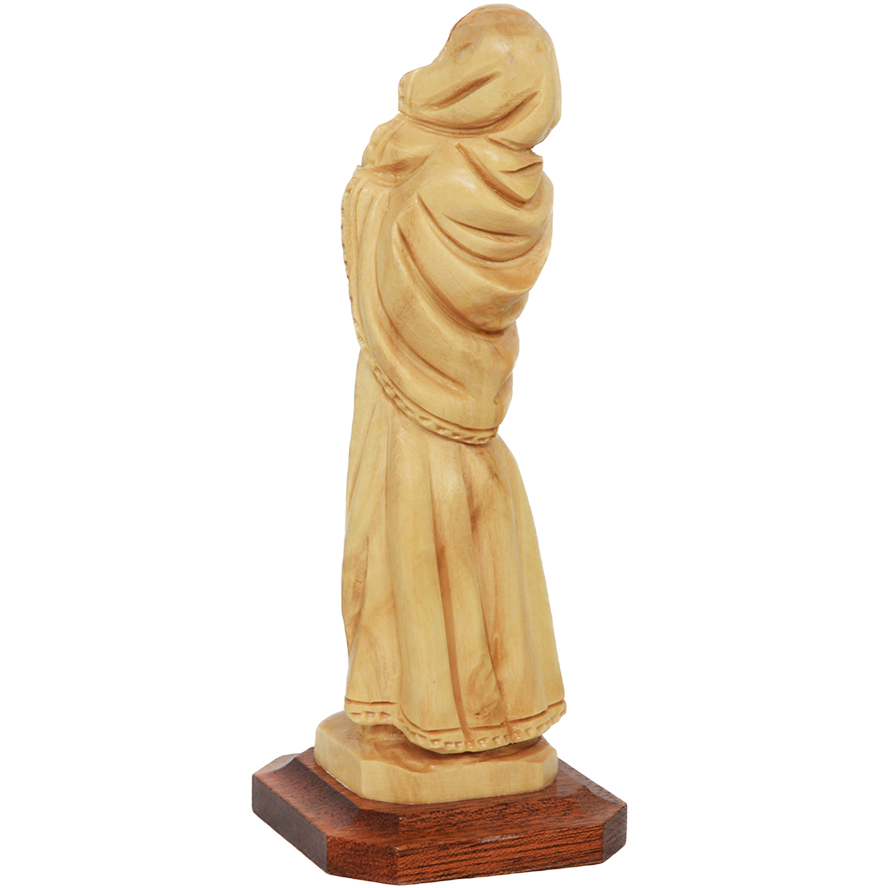 Mary holding Baby Jesus – Olive Wood Statue by Facouseh – 5.5″ (rear view)