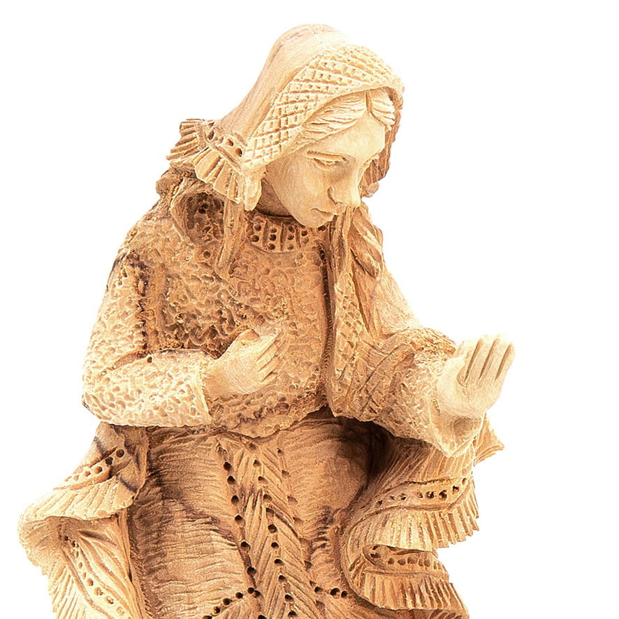 Detail of Mary in olive wood