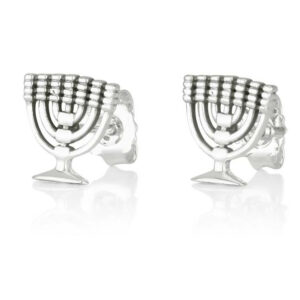 Menorah Sterling Silver Stud Earrings - Made in Israel by Marina Jewelry