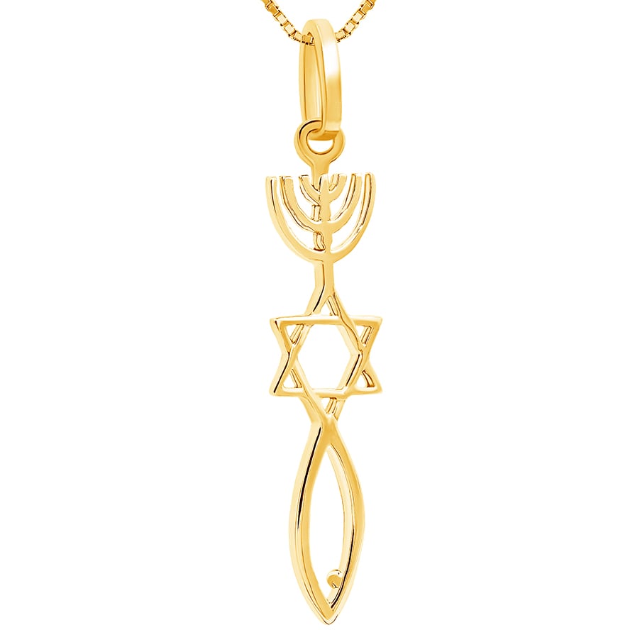 Grafted In' Messianic 14k Gold Silver Pendant - Made in Israel