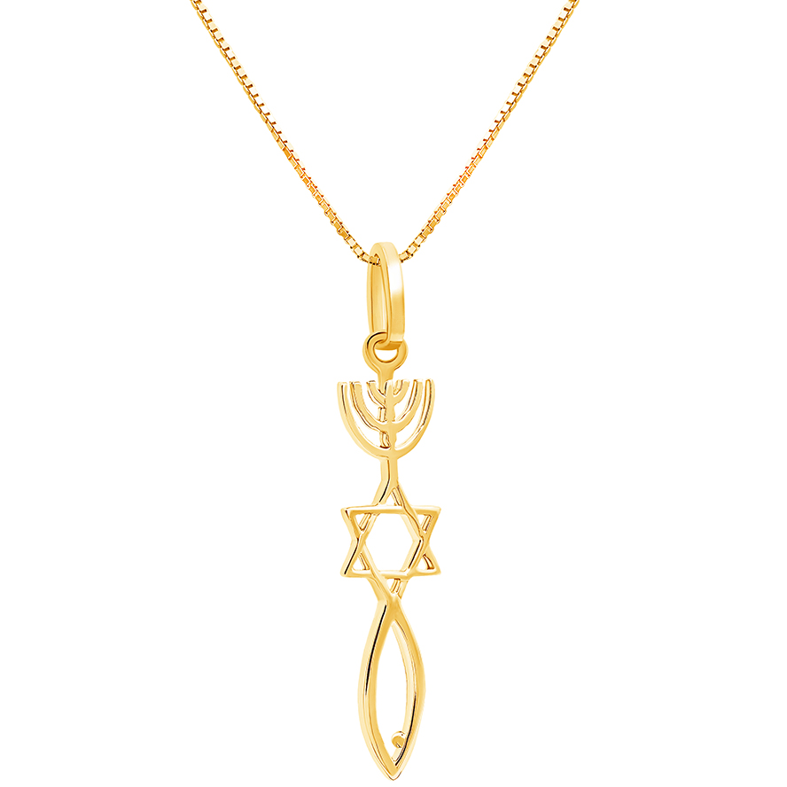 'Grafted In' Messianic 14k Gold Silver Pendant - Made in Israel (with chain)