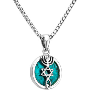 Turquoise 'Grafted In' 925 Silver Messianic Necklace (with chain)