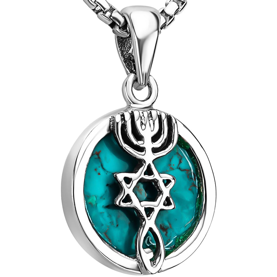 Turquoise 'Grafted In' 925 Silver Messianic Necklace