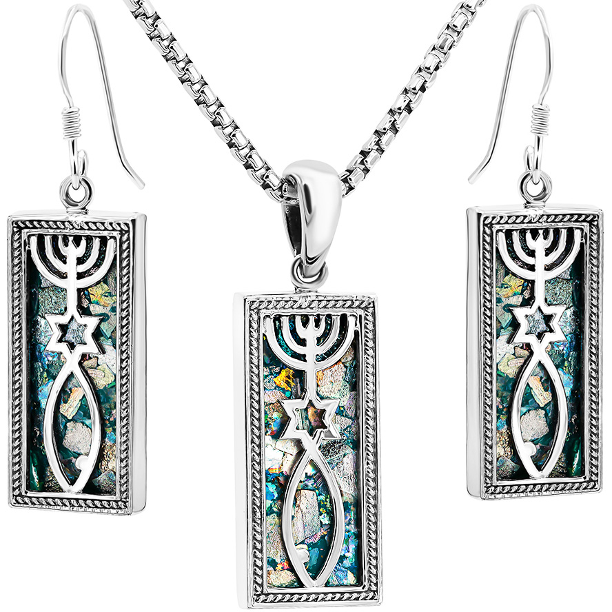 Roman Glass 'Grafted In' Messianic Jewelry Set - Made in Israel