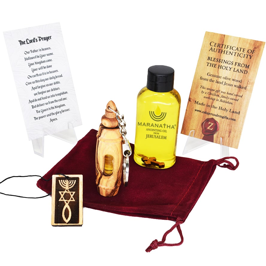 Maranatha Anointing Oil™ Olive Wood Messianic Gift Set from Israel
